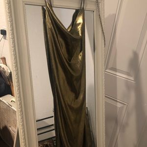 Papaya- Gold Spaghetti Strap Dress